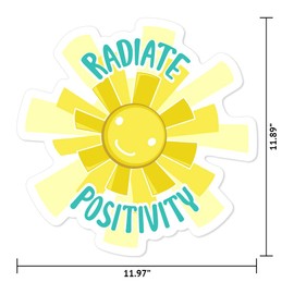 MightySkins Radiate Positivity Peel and Stick Art Removable Cute Stylish Funny Cartoon Dorm Room Decor Vinyl Wall Decals Sticker, 12" On Its Longest Side