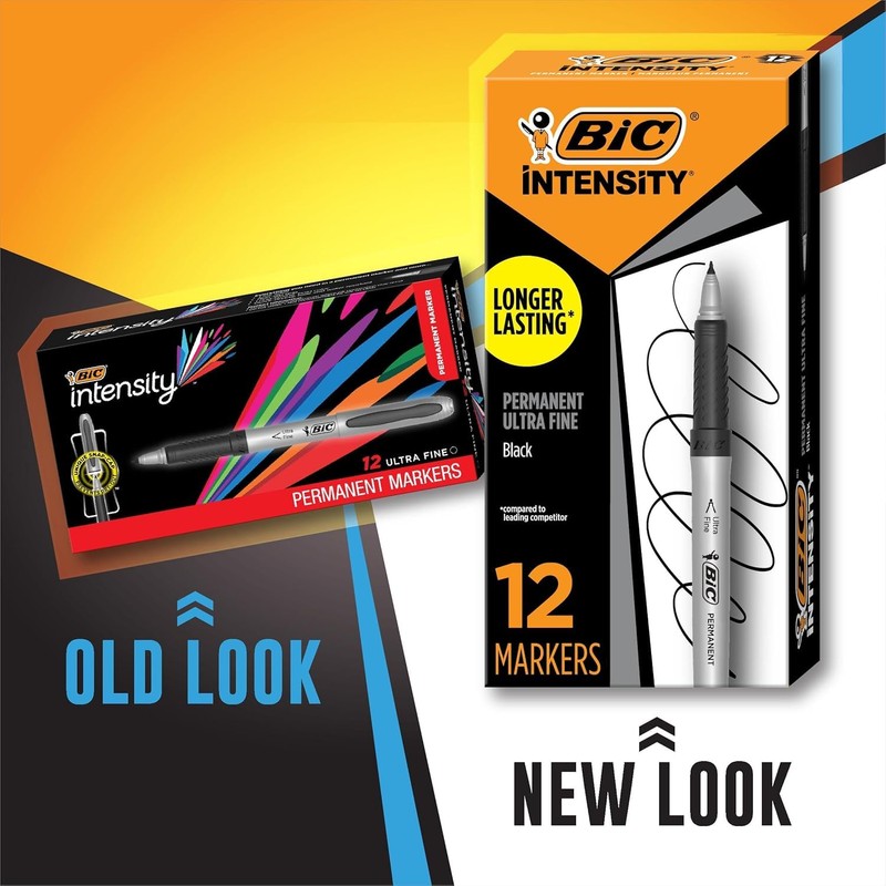 BIC Intensity Black Permanent Markers, Ultra Fine Point, 12-Count Pack