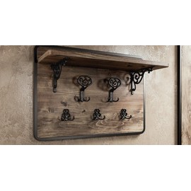 UTiLE CB 3 Stück Garderobenhaken Vintage Kleiderhaken Schwarz Wandhaken [Klimaneutral] Stabile Kleiderhaken Wand inkl. 12x Schrauben und 6x Dübel Retro Shabby Chick Landhaus Stil