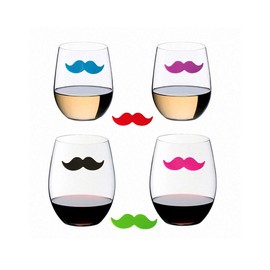 Cocktail/Wine Glass Markers Silicone Drink Markers Wine Charms with Beard Shape for Party Glass Identifiers (6 Count)