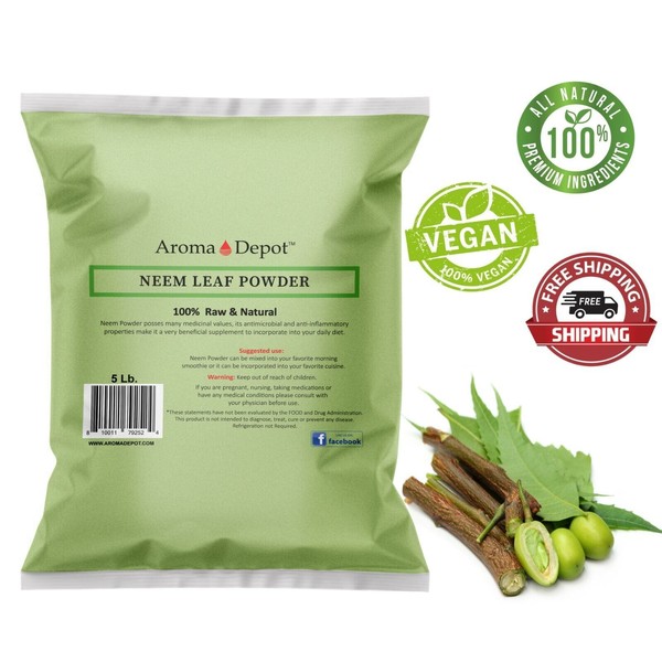 5lb Neem Powder Dried Leaf 100% Pure & Natural Raw Vegan (Azadirachta indica) 5