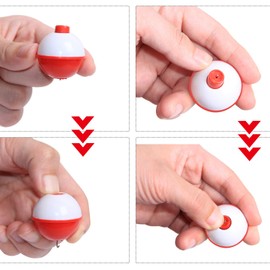 JSHANMEI Fishing Float Fishing Bobbers Set Push Button Snap-on Fishing Floats Bobbers Hard ABS Red/White Round Buoy Fishing Tackle Accessories 0.75inch 15pcs