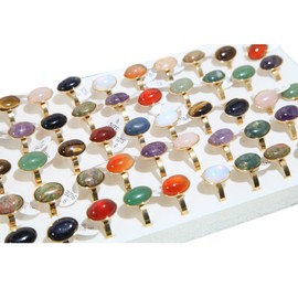 YITANA Wholesale Jewelry for Resale Boutique Bulk Items Crystal Rings for Women (Stainless Steel Band, Gold-50PCS)