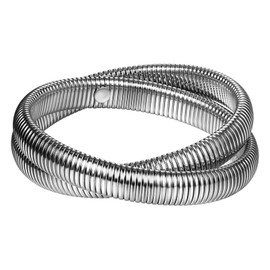 OIDEA Women's Double Wrap Bracelet Made of Stainless Steel: Elegant Silver Stainless Steel Bangle Trendy Minimalist Elastic Timeless Gift for Women Mother Girlfriend