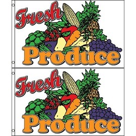 Fresh Produce Polyester Flag Banner Sign (Pack of 2)
