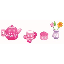 Lelin 0019 Wooden Tea Service / Children's Coffee Service / Flower Tea Set
