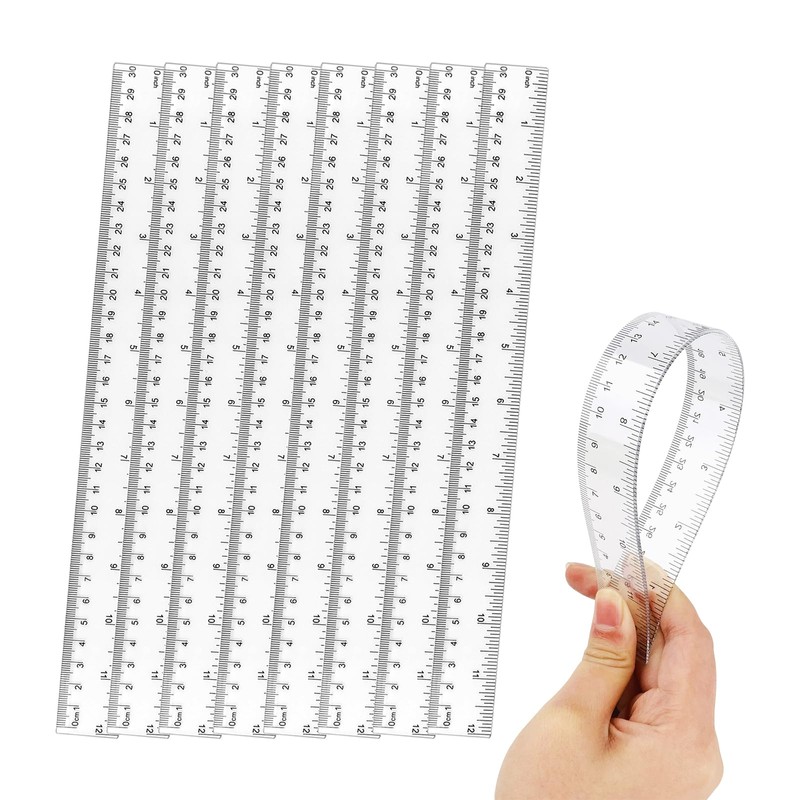 ZUFECY 15 Packs Flexible Ruler Transparent Ruler, Clear See Through