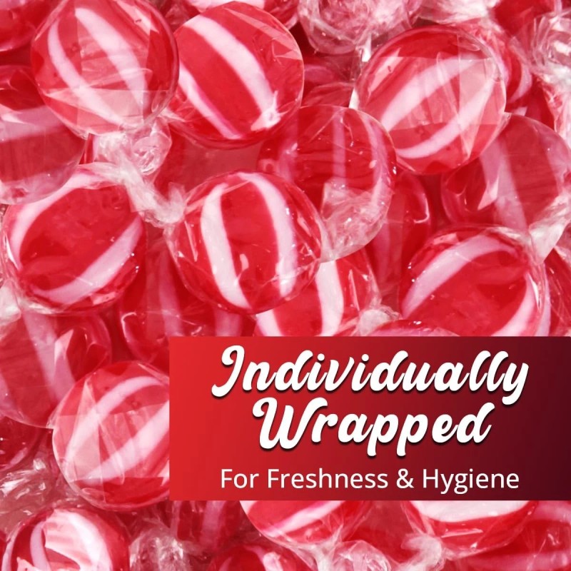 Colombina Cinnamon Striped Flavor Discs, Red & White, Bulk Hard