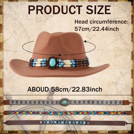 Lyrow 12Pcs Hat Bands for Cowboy Hat Leather Turquoise Beaded Hat Bands Ethnic Western Rural Hat Belts for Women Men Cowgirl (Turquoise)