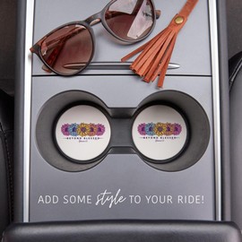 Kerusso Automobile Cup Holder Accessory Decorative Car Coaster Standard 2.65 Inch Absorbent Ceramic Beyond Blessed Set of 2