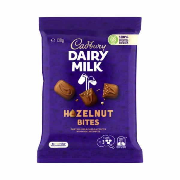 Cadbury Bulk Cadbury Dairy Milk Hazelnut Bites 130g _ 12 units