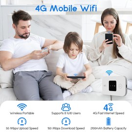 4G Portable Wifi Travel Router,Pocket 4G LTE Internet Hotspot with SIM Card Slot,Network Smart Router Internet Up To 10 Users for Travel Phone Computer Laptop