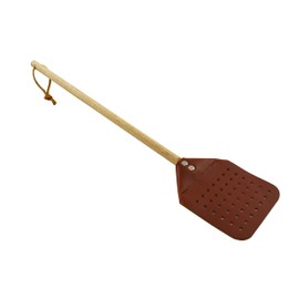 Heavy Duty Leather Fly Swatter with Oak Wooden Handle 18 inch (3)