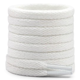 DELELE Flat Shoe Laces for Sneakers: 43 inch White 6/25 inch Narrow Athletic Shoelaces 2 Pair