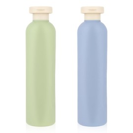 WLLHYF Squeeze Bottles Pack of 2 Refillable Plastic Travel Containers Empty Bottles with Flip Top Travel Accessories for Shampoo, Creams, Lotion, Conditioner (Blue, 260 ml)