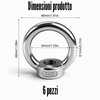 6 Pezzi Dado Ad Anello M12, Dado A Occhiello M12