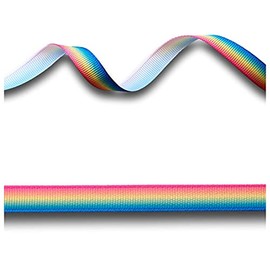 Rainbow Gradient Striped Grosgrain Ribbon 9-10mm Wide Pink Yellow Blue Green 2 Yards (1.82 metres), Ideal for Craft Projects, Scrapbooking, DIY Hair Bows, Present Wrapping etc.