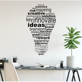 Vinyl Wall Decal Lightbulb Innovate Teamwork Business Office Inspirational Decor Stickers Mural (ig6516) Black (XL 42 in X 70 in)