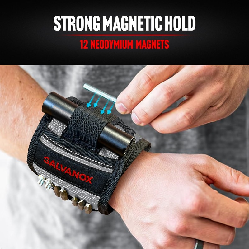 Galvanox Magnetic Wristband with LED Flashlight - Nylon Wrist Magnet