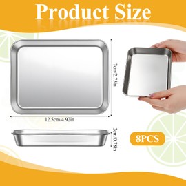 8 Pack Small Stainless Steel Plate 7''L x 5''W Metal Baking Sheet Set Stainless Steel Surgical Tray for Oven, Food Safe Smooth Polished for Campers, Hand Project Medical Instruments, Tattoo, Surgical