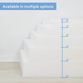 Quest-Mart White High Density Foam Chair Pads Cut to Size - Premium Sheet for Seat Pad, Mattress Topper - Customizable Upholstery Foam Comfort for Seating Solution (1 in, 14 x 20 in)