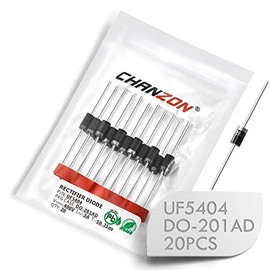 (Pack of 20 Pieces) Chanzon UF5404 Ultra Fast Recovery Rectifier Diode 3A 400V 50-75ns DO-201AD (DO-27) Axial 3 Amp 400 Volt Electronic Diodes