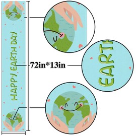 Nepnuser Happy Earth Day Table Runner Environmental Protection Earth Day Themed Party Decoration for Kids School Classroom Home Decor