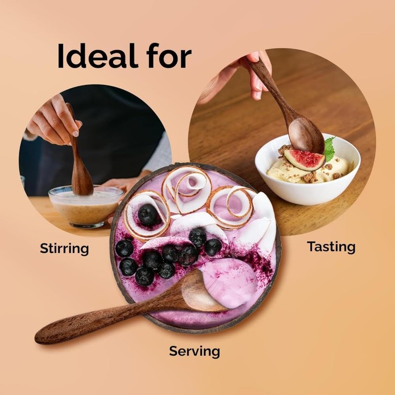 7 PCS Small Wooden Spoons, Wood Honey Spoon for Tea,