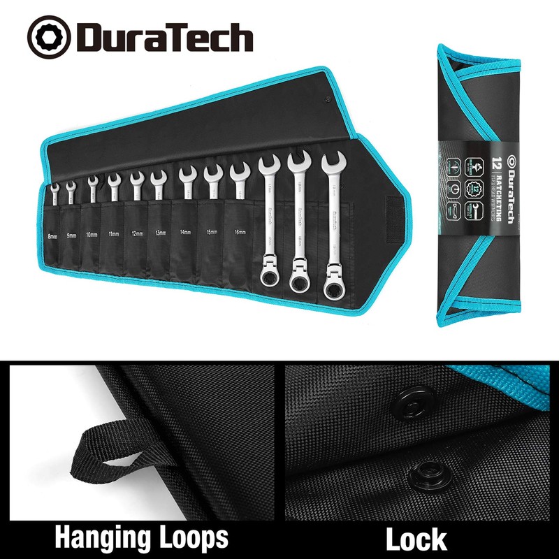 DURATECH Flex-Head Ratcheting Wrench Set, Combination Wrench Set, 72 Tooth,