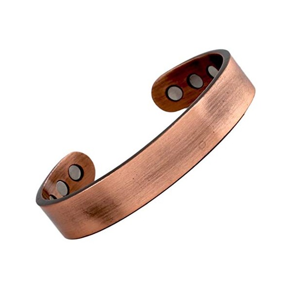 Reevaria - Pure Copper Plain Magnetic Heavyweight Cuff Bracelet for Men, with 8 Magnets 3500 Gauss