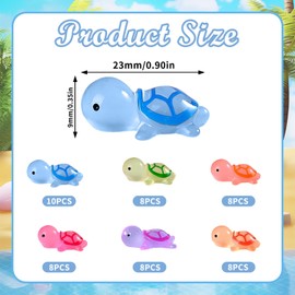 Demarsen Pack of 50 Luminous Mini Resin Turtles, 6 Colours, Mini Figures, Tortoise, Luminous Small Turtles Play Sets for Birthday Party, Home, Garden, Aquarium