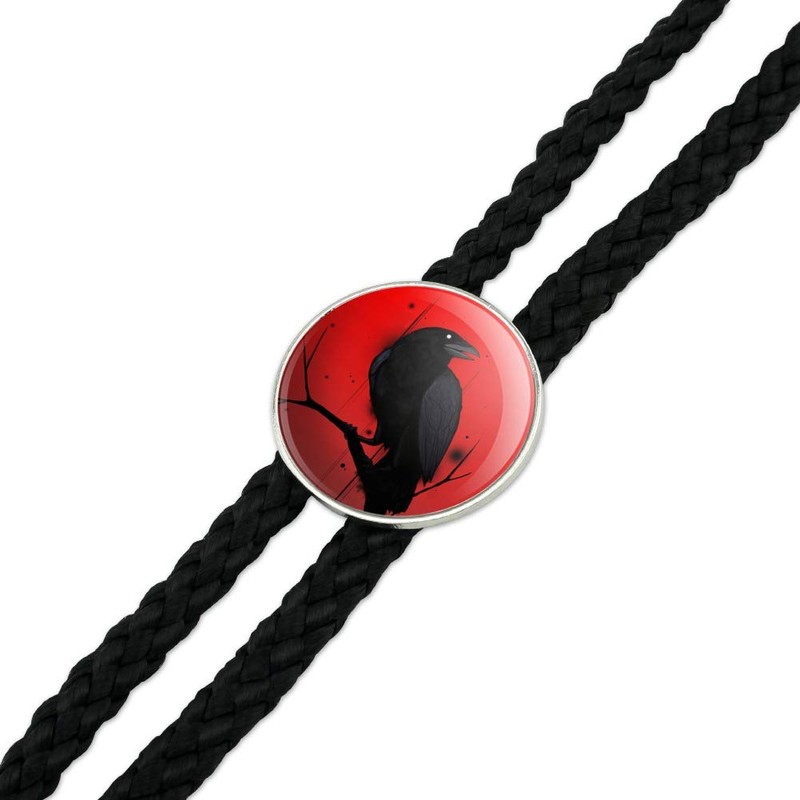 Crow on Branch Western Southwest Cowboy Necktie Bow Bolo Tie