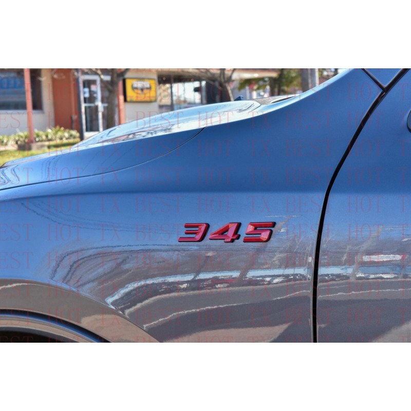 TD SHOP (2pc) Red Black 345 Badge Emblem for MOPAR