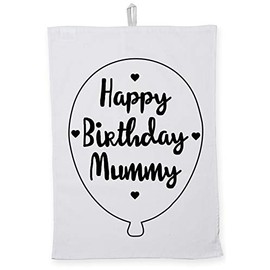 Hippowarehouse Happy birthday mummy B&W Tea Towel Eco Printed Dish Cloth Kitchen accessory 50cmx70cm 100% Cotton