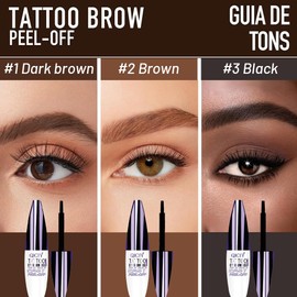 Qiciy Tattoo Eyebrow Gel Easy Peel Off, Easy Peel-Off Eyebrow Gel- Waterproof & Sweatproof, 2PCS Black Peel off Eye Brow Tinted Cream, Tattoo Brow Peel off Tint Gels for All Skin Types-2pcs-#1