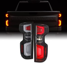 AKKON - Fits 2019 2020 2021 2022 Chevy Silverado 1500 [Incandescent Type] LED Black Tail Lights Brake Lamp Pair Driver+Passenger