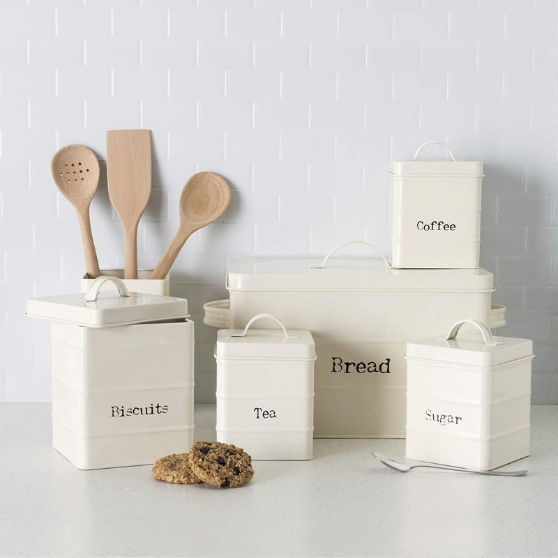Home Basics Tin Canister Collection, 13-Liter Bread Box with Cover,