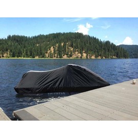 SBU 420 Denier Black and Gray PWC Jet Ski Canvas Travel Cover Compatible for Kawasaki STX 1100 1997 1998 1999 Trailerable, Mooring, Jetski Storage