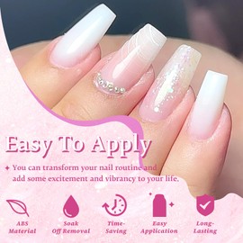 EternalClassic Square Press On Nails Long, Pre-colored Ombre Press on Nails Square Nail Tips, 5 Colors Soft Gel Nails False Nail Kit, 150pcs Ombre Nails Press ons Long Fake Nails