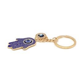Jasimkiss Evil Eye Keychains Bag Purse Keychains Good Luck Amulet protection Charm Keychains for Women Men (A Gold Blue)