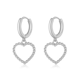 SLUYNZ Sterling Silver 1CM Heart Hoop Earrings for Women Love Heart Small Hoop Earrings Huggie Heart Drop