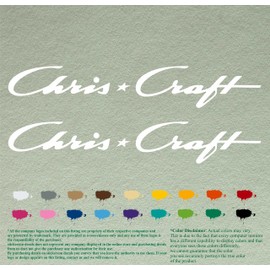 Pair of Chris Craft Compatible Replacement Decals Vinyl Stickers Boat Restoration Motor Lot of 2 (12", White 010)