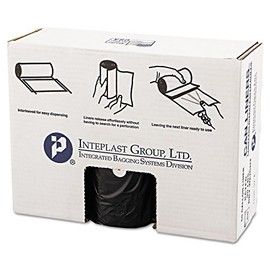 Inteplast VALH3860K22 High-Density Can Liner, 38 x 58, 60gal, 19mic, Black, 25/Roll, 6 Rolls/Carton
