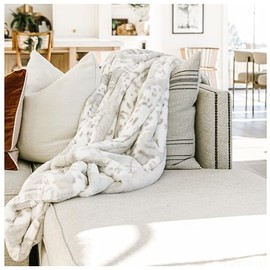 Minky Designs Luxurious Minky Blankets | Super Soft, Fuzzy, and Fluffy Faux Fur | Preppy Couch Covers & Throw Blankets | Ideal for Adults, Kids, Teens (Posh | Arctic Lynx)