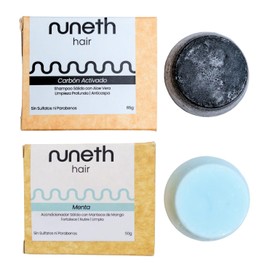 Kit Anticaída Nuneth - Shampoo Sólido de Jojoba, 65gr y Acondicionador Sólido de Vainilla, 50gr (Anti Caspa)                                          