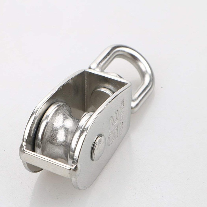POFET 4Pcs Single Pulley Block, 304 Stainless Steel Pulley Roller,