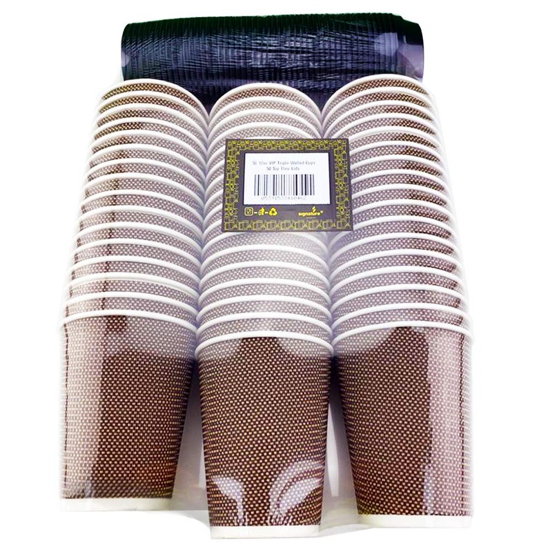 Signature Packaging Ripple Hot Cups with Lids for Coffee and