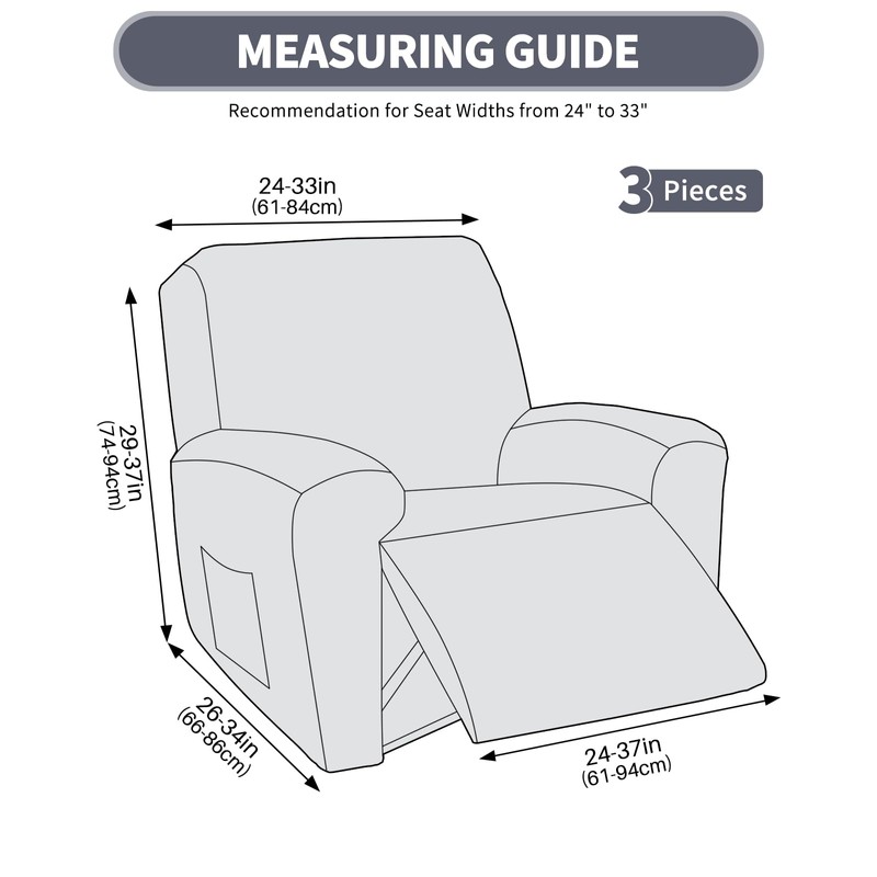 JIVINER Recliner Chair Covers, Jacquard 3 Piece Slipcovers for Recliner