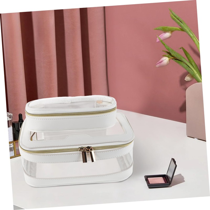 WOONEKY 1 Set Clear Travel Makeup Bag Cosmetic Organizer with
