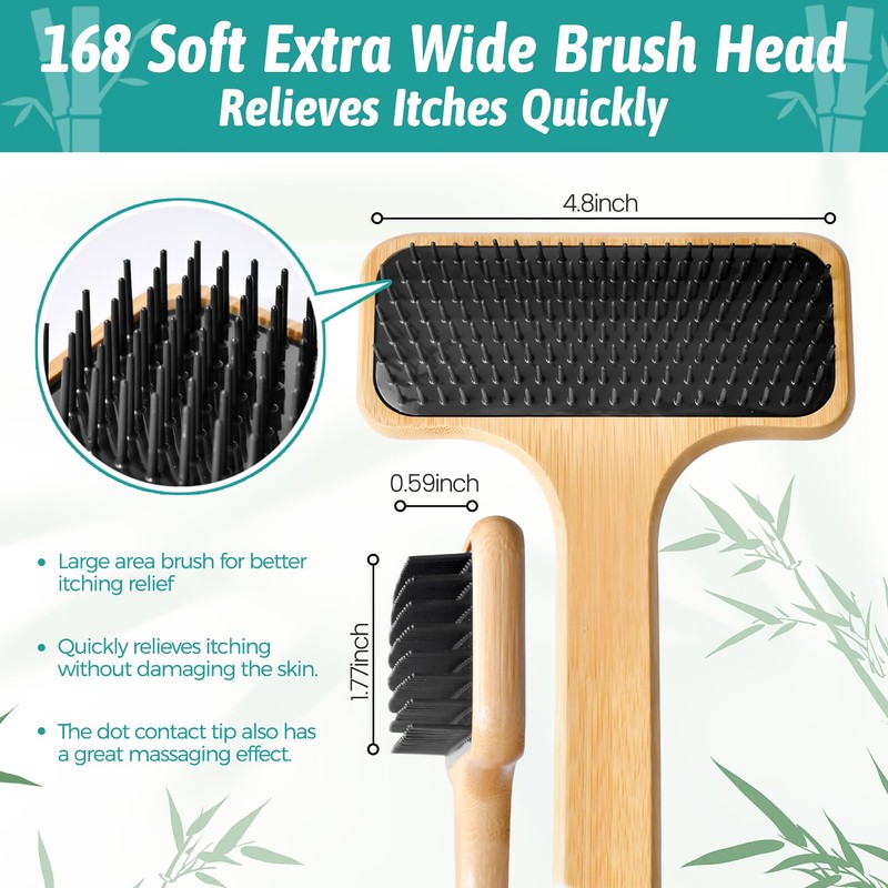 Bamboo Back Scratcher for Men, 22'' Long Handle Wooden Back
